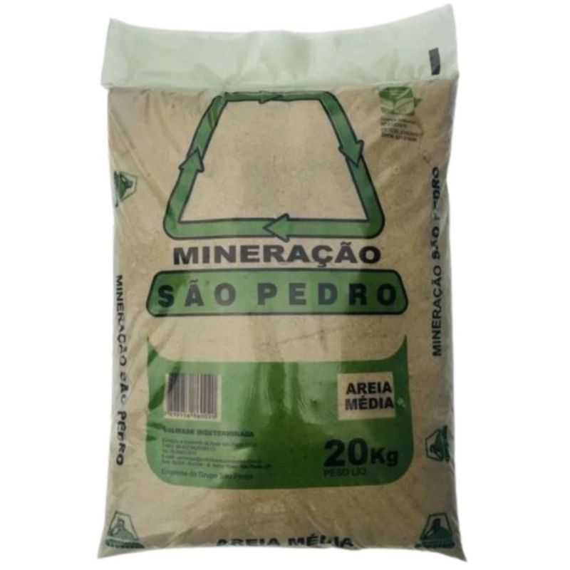 Areia Média Lavada 20Kg São Pedro