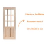 Folha de Porta Eucalipto com 9 Vidros 3 Almofadas 210x82cm