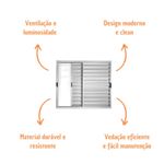 Veneziana 3 Folhas sem Grade Alumínio Brilhante 100x120cm