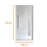 Porta Pivotante Alumínio Branco com Puxador e Visor Direito 210x100cm