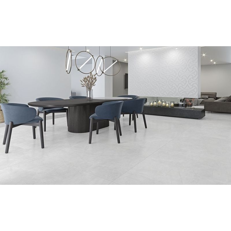 Porcelanato Pulpis White Retificado Acetinado Cinza 121x121cm 2,93m2