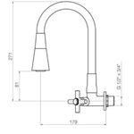 Torneira para Cozinha Parede 1/4V Bica Alta Cromado Conic 3068 C29