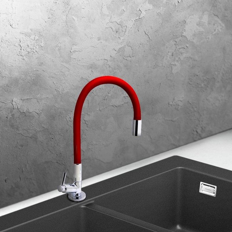 Torneira para Cozinha Parede 1/4V Bica Média Vermelho Fit Color 1168