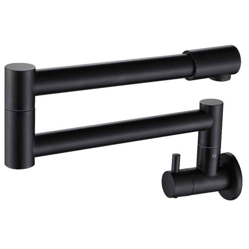 Torneira para Cozinha Parede 1/4V Bica Alta Preta Extensível