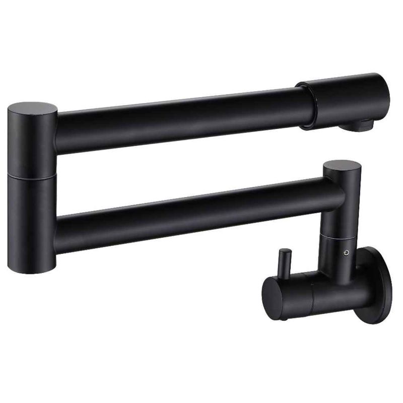 Torneira para Cozinha Parede 1/4V Bica Alta Preta Extensível