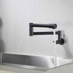 Torneira para Cozinha Parede 1/4V Bica Alta Preta Extensível