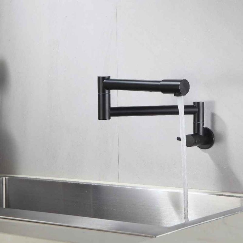 Torneira para Cozinha Parede 1/4V Bica Alta Preta Extensível