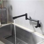 Torneira para Cozinha Parede 1/4V Bica Alta Preta Extensível