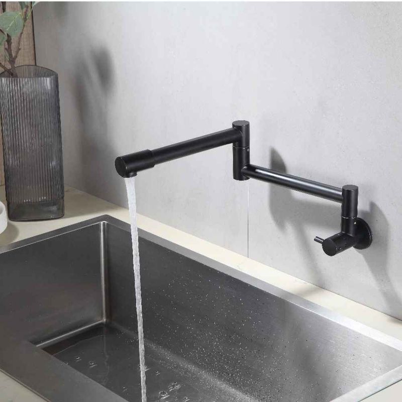 Torneira para Cozinha Parede 1/4V Bica Alta Preta Extensível