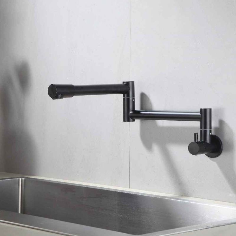 Torneira para Cozinha Parede 1/4V Bica Alta Preta Extensível
