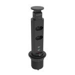 Torre de Tomada Retrátil com 2 Tomadas 10A + 2 USB-A Bivolt Preta