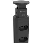 Torre de Tomada Retrátil com 2 Tomadas 10A + 2 USB-A Bivolt Preta