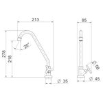 Torneira para Cozinha Mesa 1/4V Bica Alta Cromado Nova Pertutti