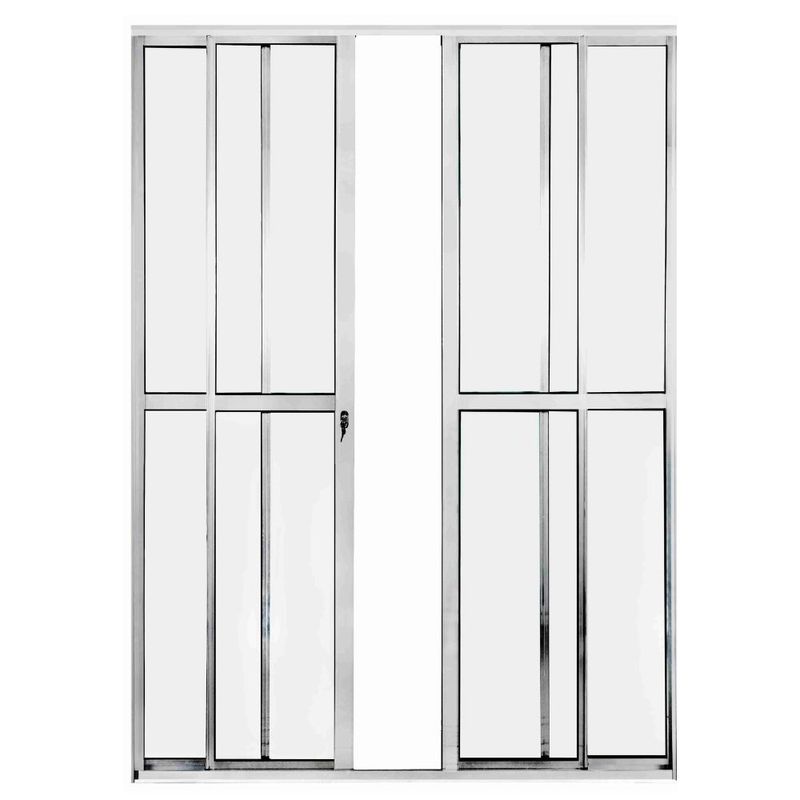 Porta de Correr 4 Folhas Alumínio Brilhante 210x150cm