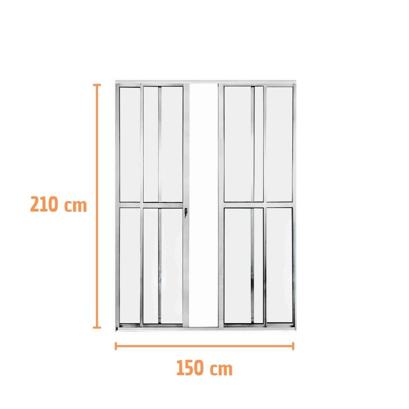 Porta de Correr 4 Folhas Alumínio Brilhante 210x150cm