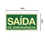 Placa Contra Incêndio Saida Emergência 15x30cm em PVC Fotoluminescente