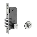 Fechadura Externa Roseta Redonda Polida 3 Pinos Rolete Multiponto 55mm