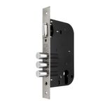 Fechadura Externa Roseta Redonda Polida 3 Pinos Rolete Multiponto 55mm