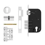 Fechadura Externa Roseta Redonda Polida 3 Pinos Rolete Multiponto 55mm