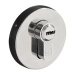 Fechadura Externa Roseta Redonda Polida 3 Pinos Rolete Multiponto 55mm