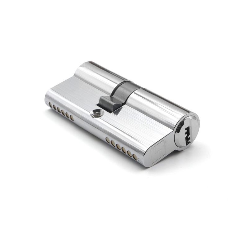 Fechadura Externa Roseta Redonda Polida 3 Pinos Rolete Multiponto 55mm