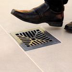 Conjunto Grelha e Porta Grelha Alumínio Côncavo Polido 15x15cm LGMais