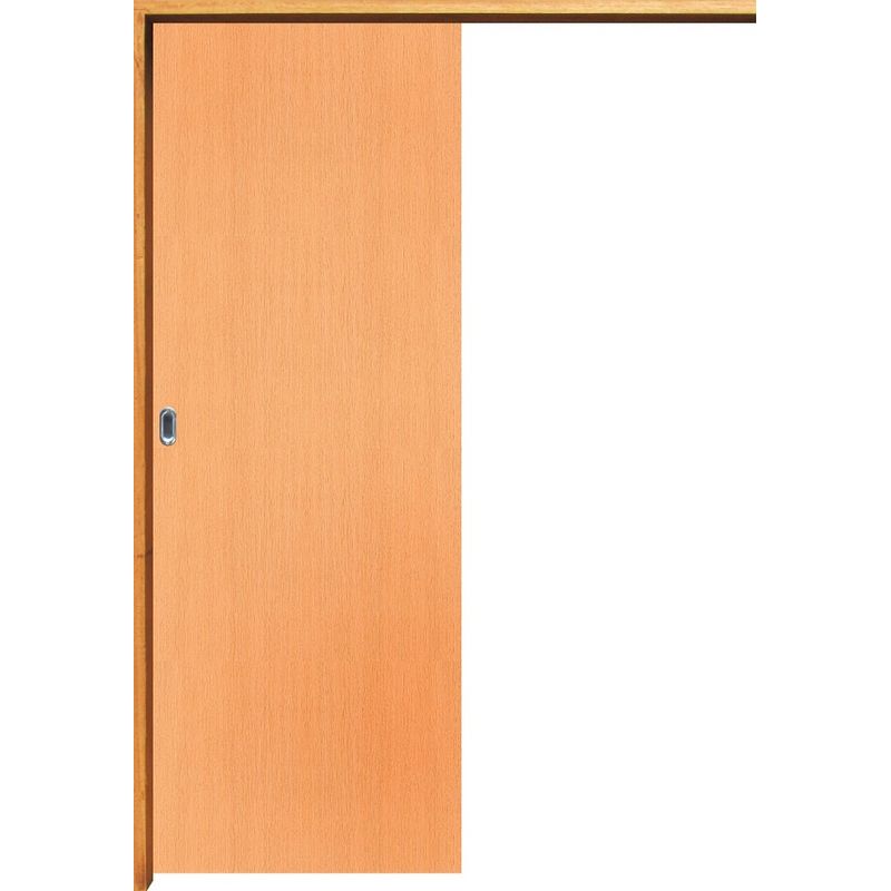 Kit Porta de Correr Sobreposto Lisa Pinus Verniz Imbuia 210x72cm