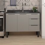Gabinete para Cozinha Jupiter 117x85x50cm Aço Cinza