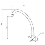 Torneira para Cozinha Parede 1/4V Bica Média Cromado Gyro 1169