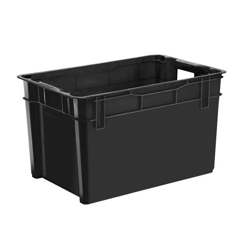 Caixa Plástica Multiuso Profissional sem Tampa 60 Litros Preto Injeplastec