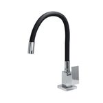 Torneira para Cozinha Mesa 1/4V Bica Média Preto/Cromado Flexível