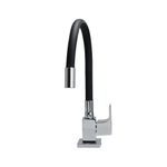 Torneira para Cozinha Mesa 1/4V Bica Média Preto/Cromado Flexível