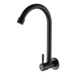 Torneira para Cozinha Parede 1/4V Bica Média Preto Fosco 23cm