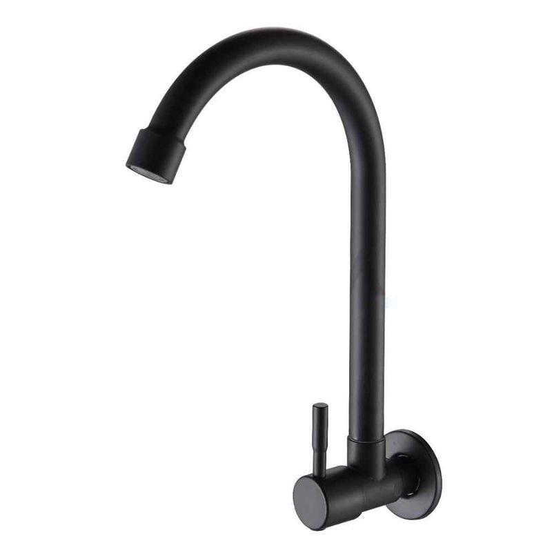 Torneira para Cozinha Parede 1/4V Bica Média Preto Fosco 23cm