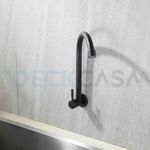 Torneira para Cozinha Parede 1/4V Bica Média Preto Fosco 23cm