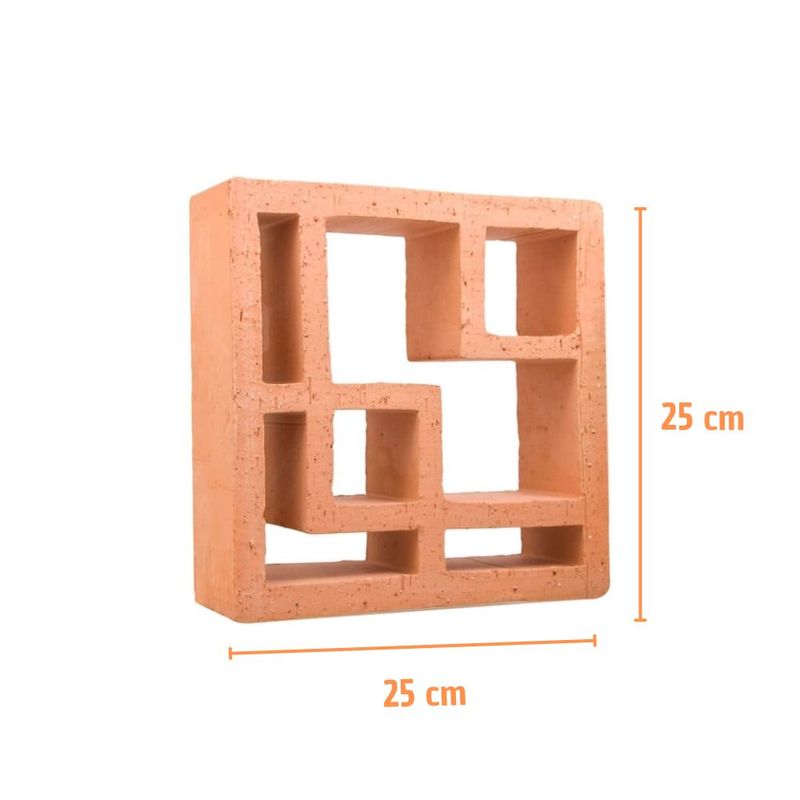 Elemento Vazado Cerâmico Tasmânia Line Terracota 25x25x8,5cm Manufatti