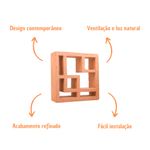 Elemento Vazado Cerâmico Tasmânia Line Terracota 25x25x8,5cm Manufatti