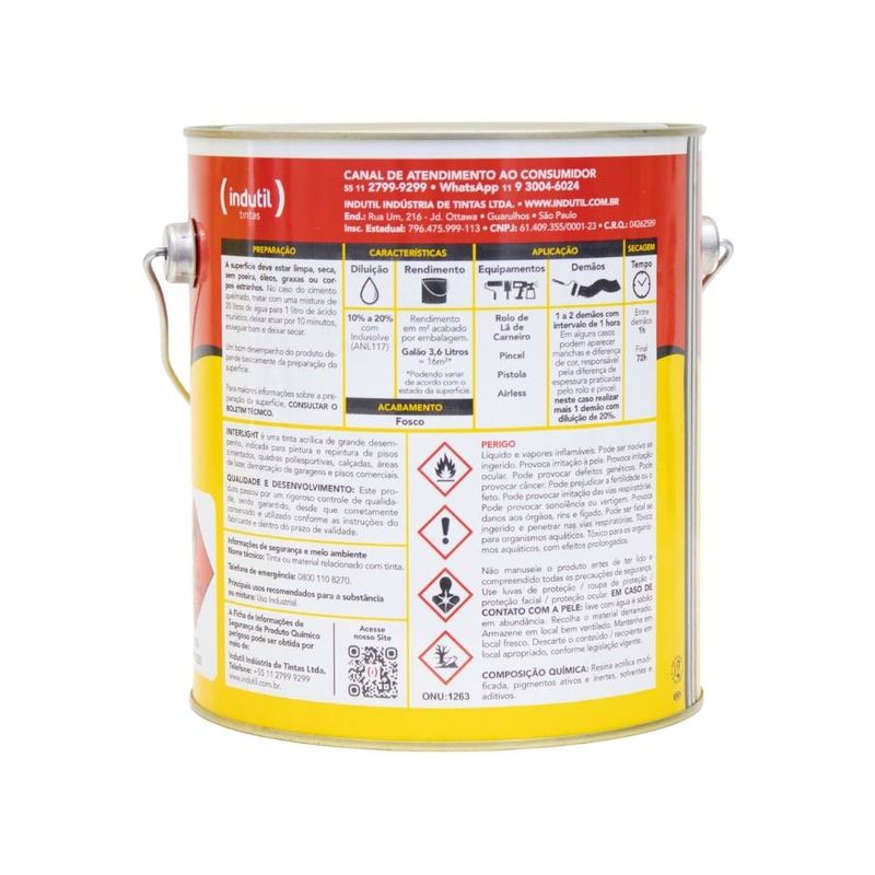 Tinta Premium Acrílica Fosco Interlight Piso Demar Vermelho Ciclo 3,6L