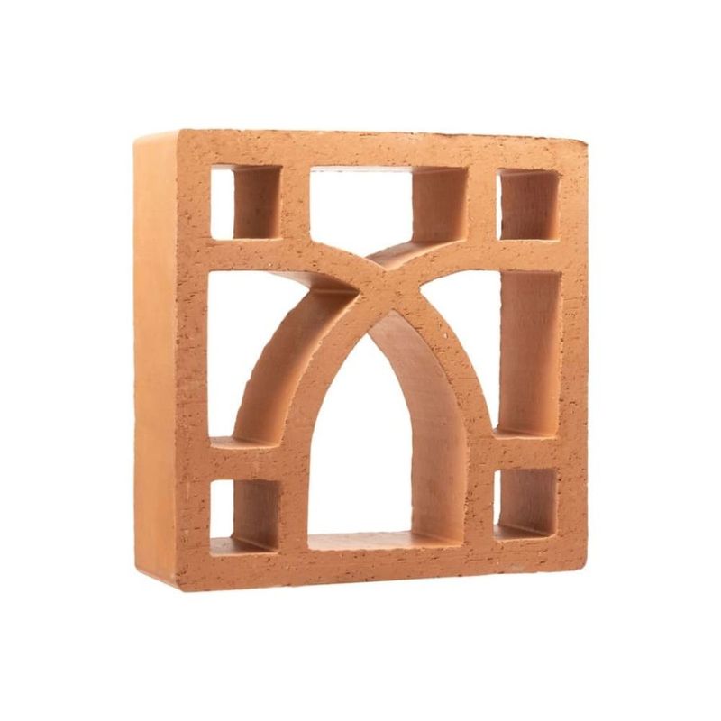 Elemento Vazado Cerâmico Arabesco Terracota 25x25x8,5cm Manufatti