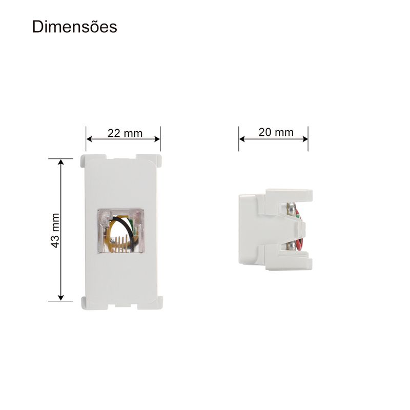Módulo Tomada para Telefone RJ11 4 Fios Branco Linha B3