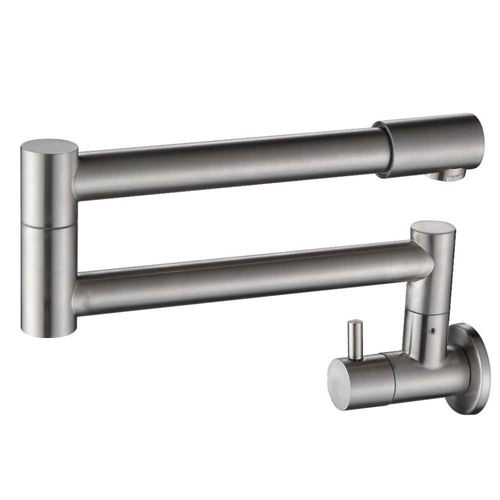 Torneira para Cozinha Parede 1/4V Bica Alta Escovada Extensível