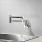 Torneira para Cozinha Parede 1/4V Bica Alta Escovada Extensível
