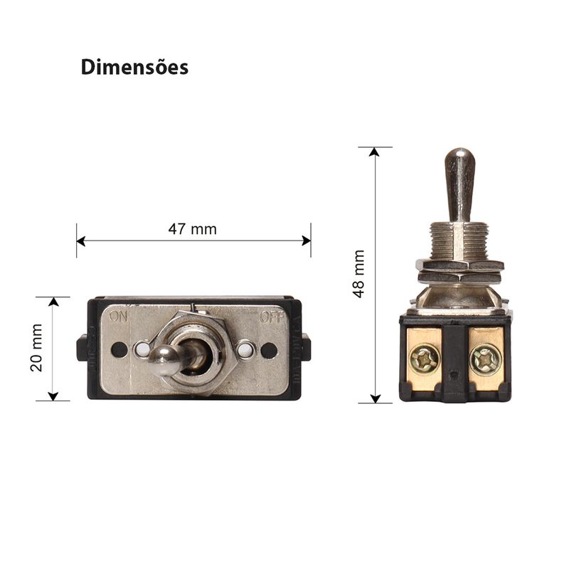 Interruptor Bipolar Alavanca de Metal 10A  CS-301B Margirius