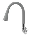 Torneira para Cozinha Parede 1/4V Bica Média Cinza Realce Flexível