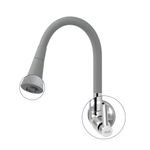 Torneira para Cozinha Parede 1/4V Bica Média Cinza Realce Flexível