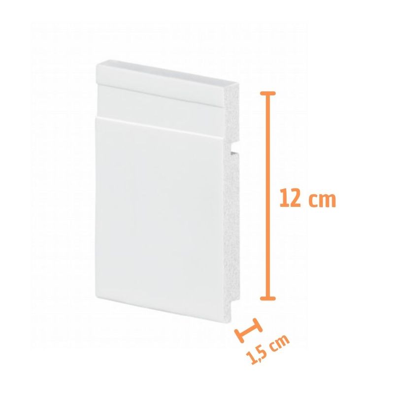 Rodapé Poliestireno P.U Branco Frisado 12x1,5x240cm