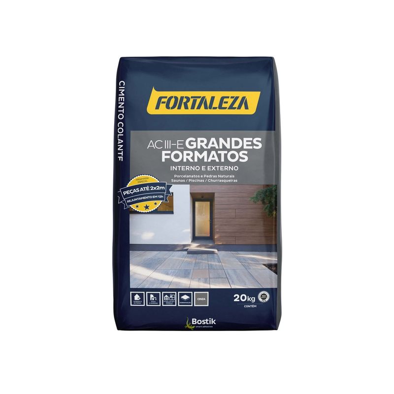 Argamassa Interna/Externa ACIII-E G. Formatos Cinza 20kg Fortaleza