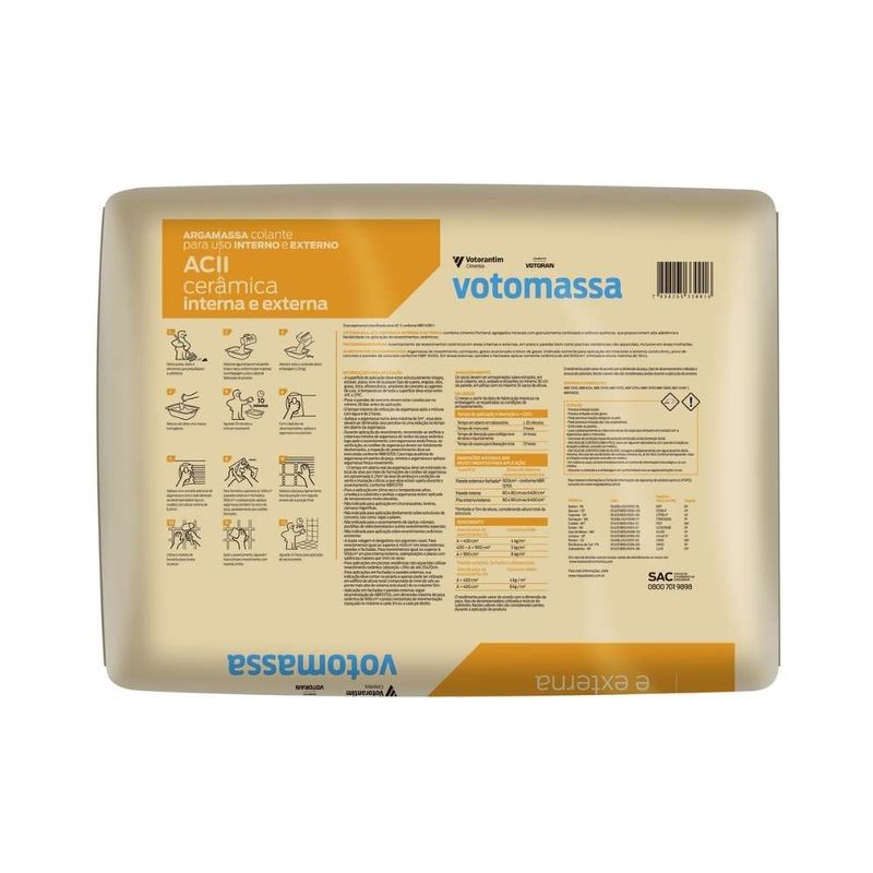 Argamassa Interna/Externa ACII Cinza 20kg Votorantim