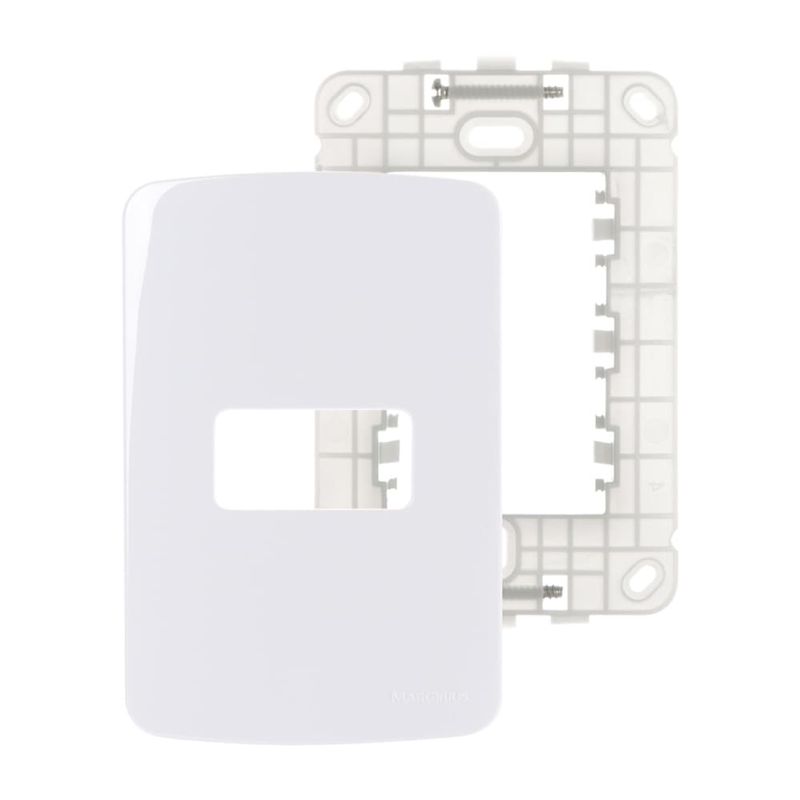 Placa 1 Posto 4x2 com Suporte Branca Linha B3