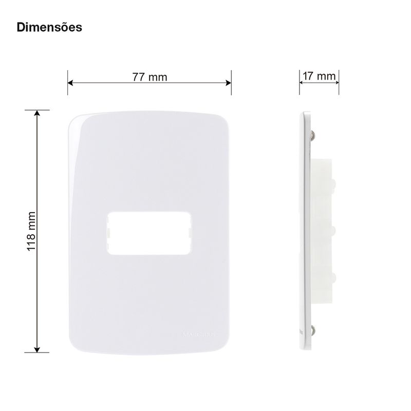 Placa 1 Posto 4x2 com Suporte Branca Linha B3